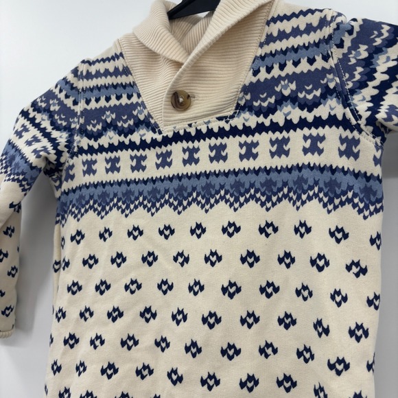 Polo Ralph Lauren Kids Sweater Dress Fair Isle Knit Drop Waist Cream Blue 4T - Picture 5 of 10